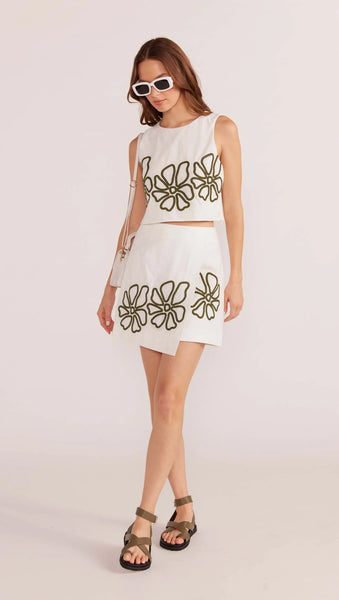 Kimika Embroiderded Mini Skirt - Ivory