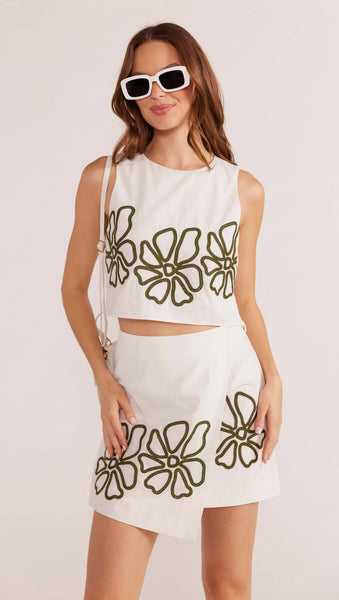 Kimika Embroiderded Mini Skirt - Ivory