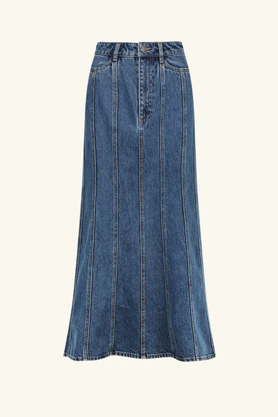 Tovere Godet Flared Midi Skirt - Indigo