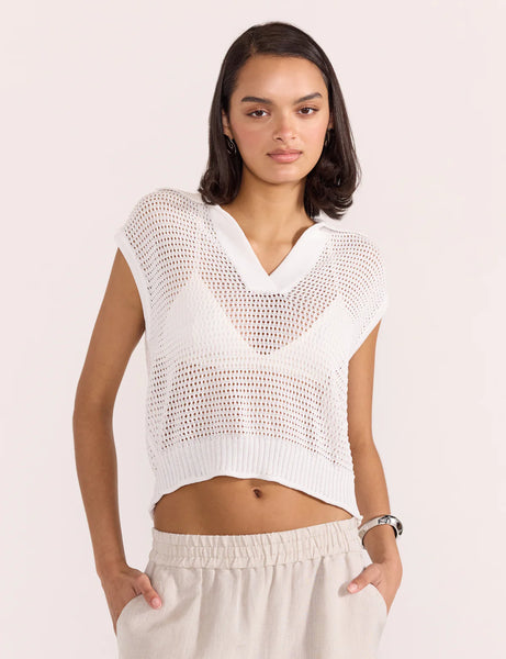 Elio Knit Polo Top - White