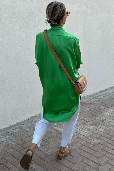 Silky Longline Shirt - Jade